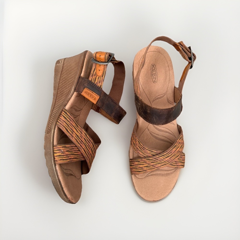 KEEN Skyline Wedge Sandals Women's US 8 Thrush Brown Leather NWOB Comfort